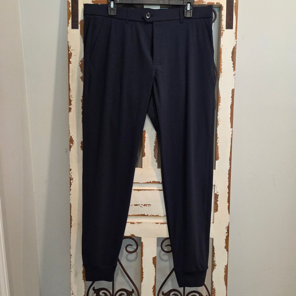 Greyson Montauk Joggers Mens 34 Navy Blue Golf Pants Cuffed Performance Trousers